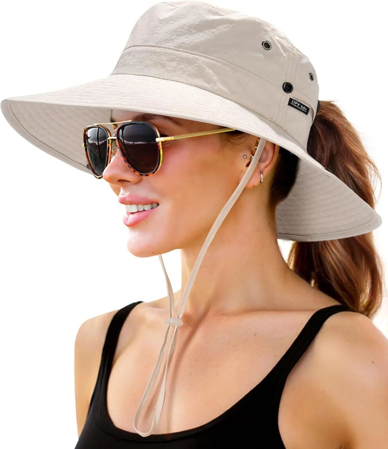 FURTALK Sun Hats for Women with Ponytail Hole Wide Brim Beach Bucket Hat UPF 50  Fishing Hiking Outdoor Hats