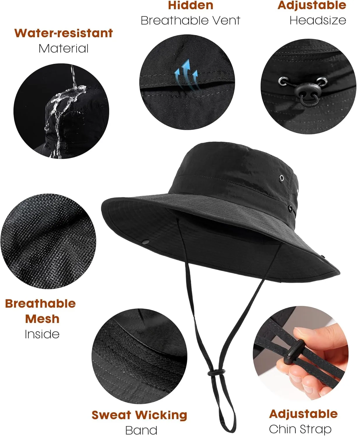 FURTALK Sun Hats for Women with Ponytail Hole Wide Brim Beach Bucket Hat UPF 50  Fishing Hiking Outdoor Hats