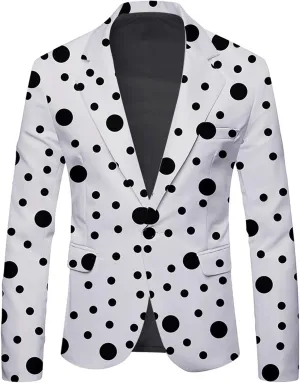 Fxbar Mens Sport Coats and Blazer Men's Dress Buckle Printed Suit Notched Lapel Slim Fit Stylish Blazer Dress Suit Jacket