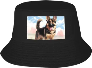 German Shepherd Dog Lovers Sun Hats for Women Men Fishing Hat UPF 50  Wide Brim Bucket Hat Foldable Beach Hats Black