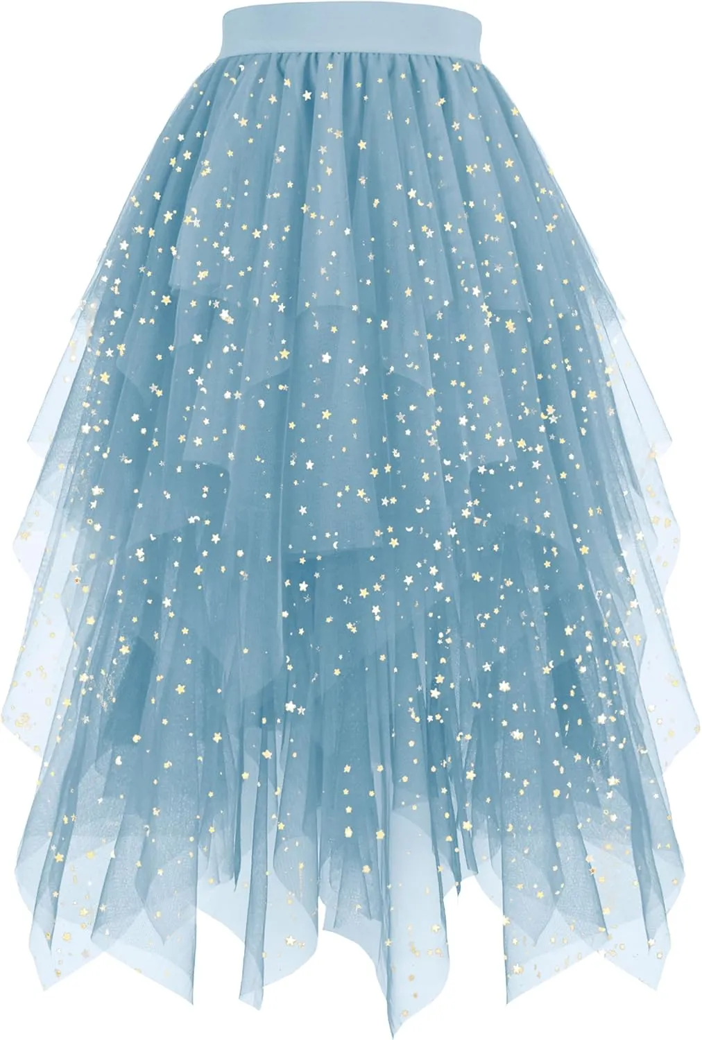 Hanpceirs Women's Tulle Skirts High Low Layered A-line Midi Skirt Irregular Tutu for Women