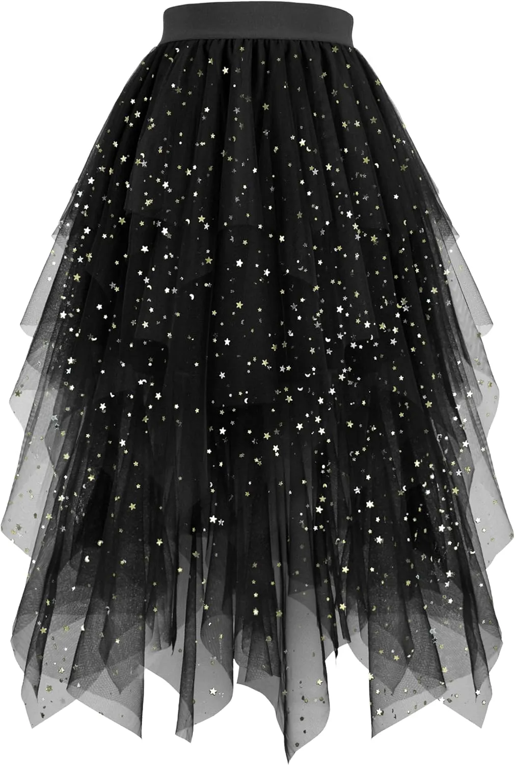 Hanpceirs Women's Tulle Skirts High Low Layered A-line Midi Skirt Irregular Tutu for Women