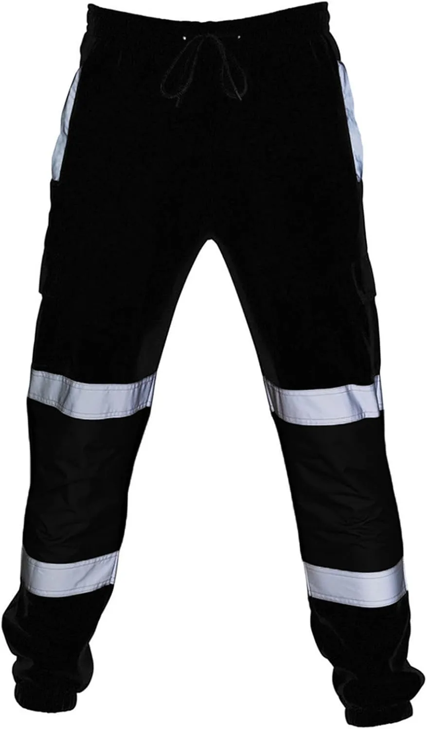 Hi Vis Safety Pants for Men Women Reflective High Visibility Pants Elastic Waist Work Cargo Pants with Pockets