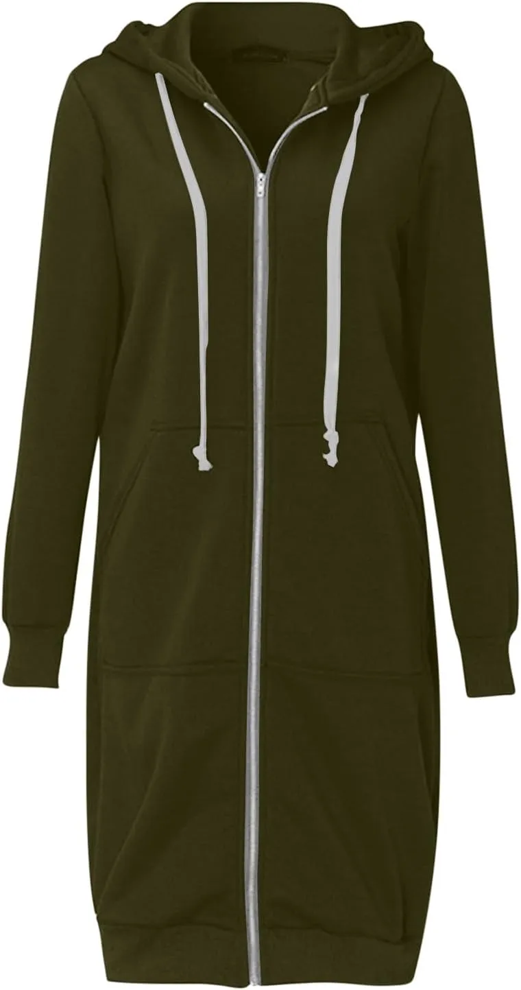 Hoodies for Women 2024 Casual Full Zip Up Hoodie Comfortable Womens Long Hoodies Fashion Sweatshirt with Pockets