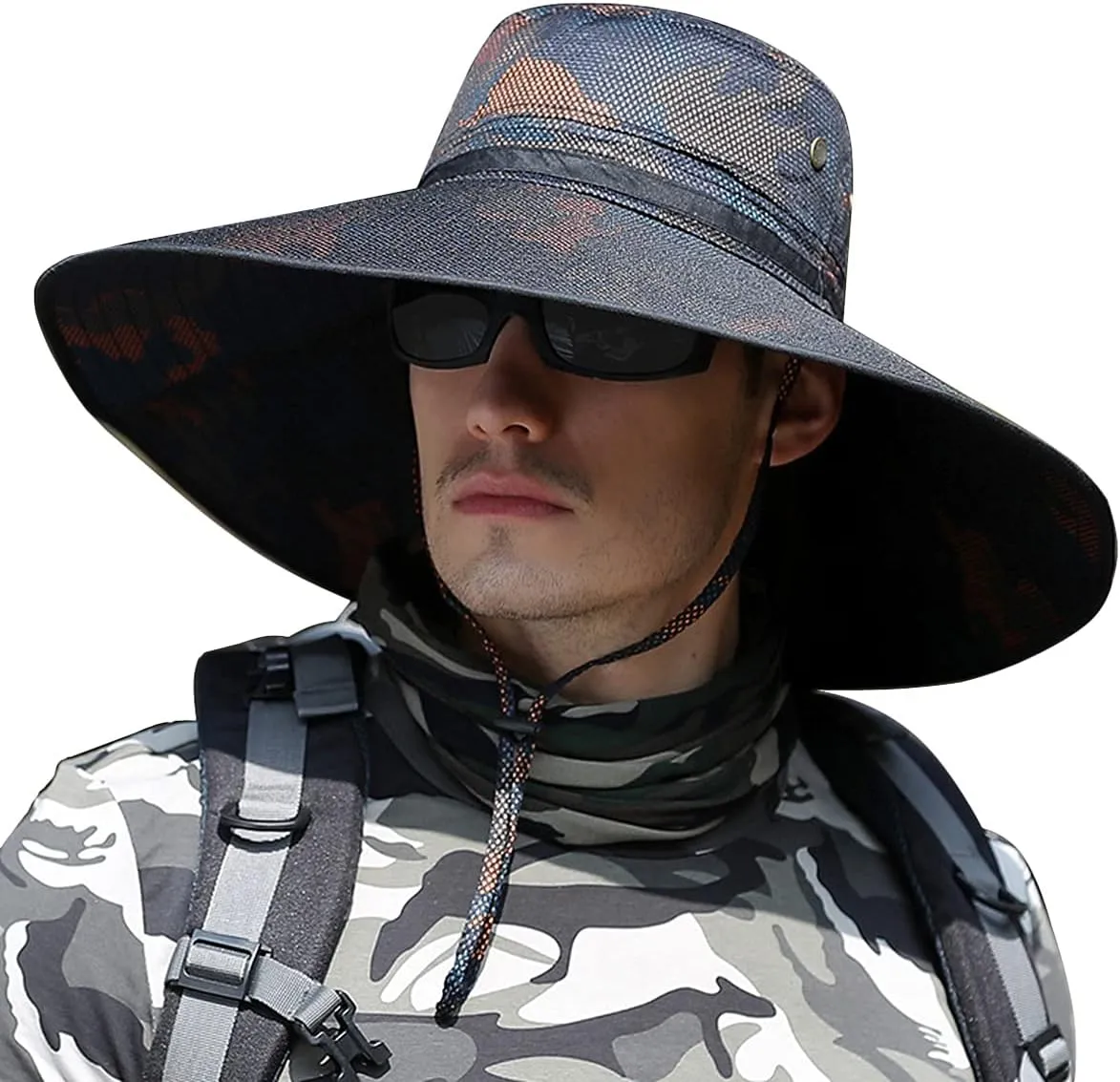 HUAMULAN 6" Super Wide Brim Sun Hats, Men and Women Bucket Hat for Fishing Hiking Garden Lawn Work Safari Camping Outdoor