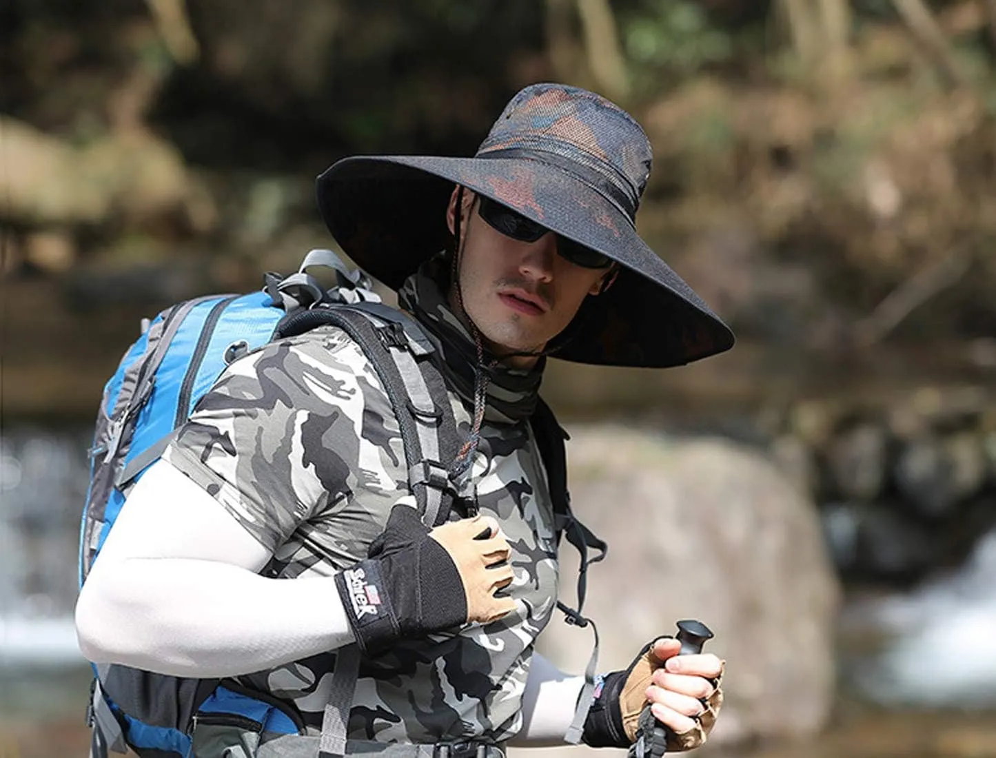 HUAMULAN 6" Super Wide Brim Sun Hats, Men and Women Bucket Hat for Fishing Hiking Garden Lawn Work Safari Camping Outdoor