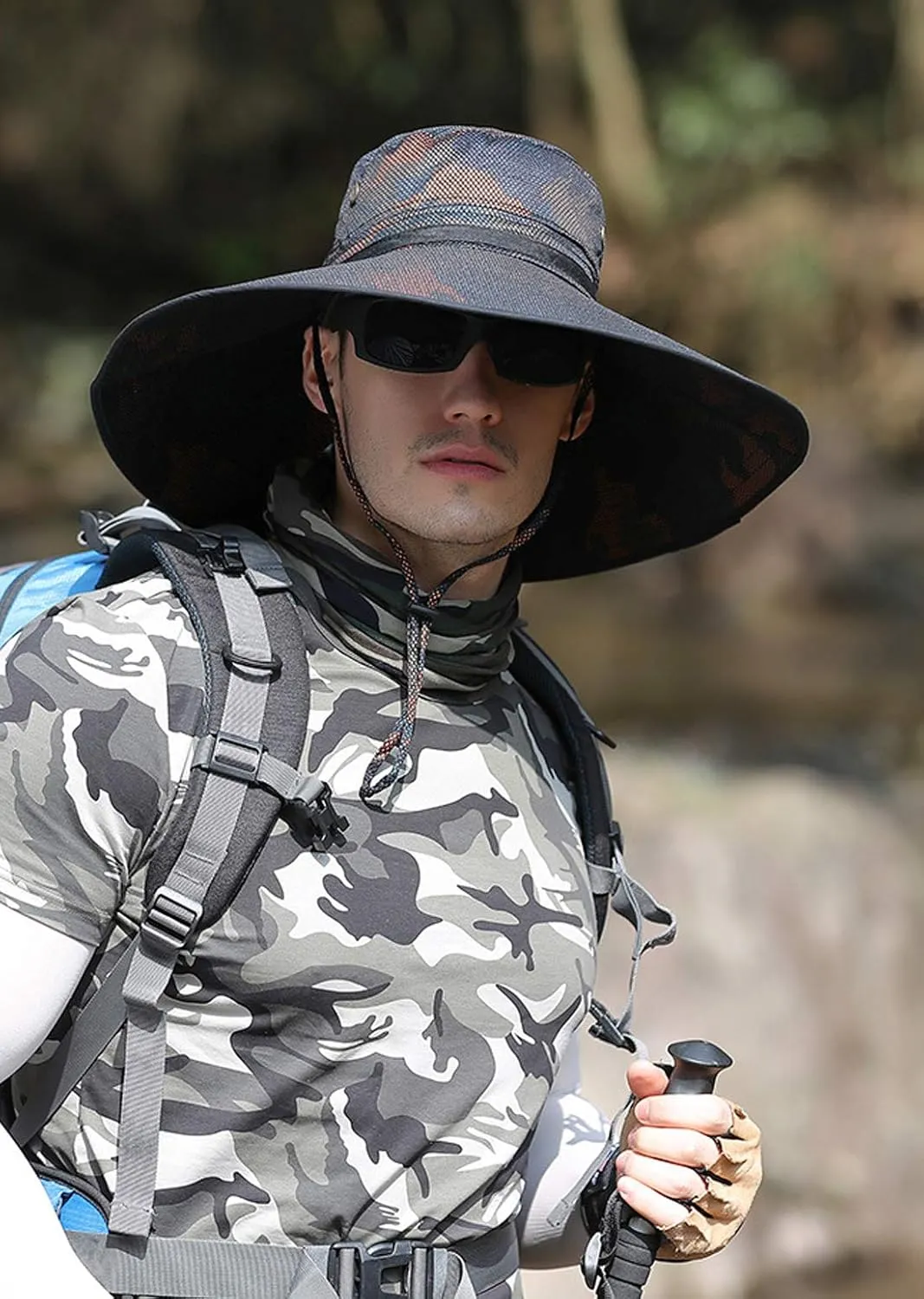 HUAMULAN 6" Super Wide Brim Sun Hats, Men and Women Bucket Hat for Fishing Hiking Garden Lawn Work Safari Camping Outdoor