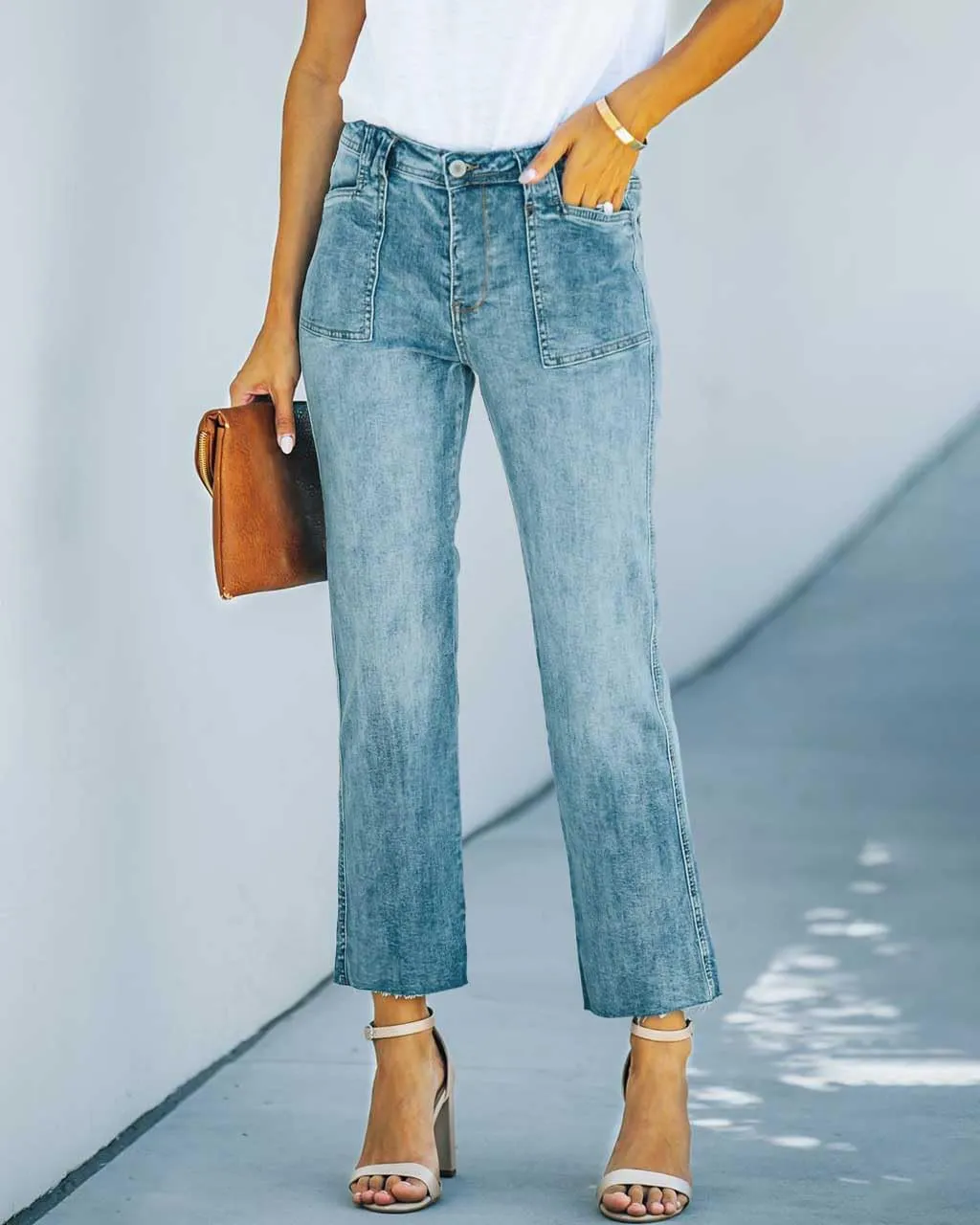 HUNGSON Women's Wide Leg Jeans High Waisted Stretchy Capri Pants Loose Denim Pants