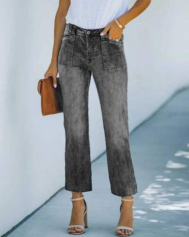 HUNGSON Women's Wide Leg Jeans High Waisted Stretchy Capri Pants Loose Denim Pants