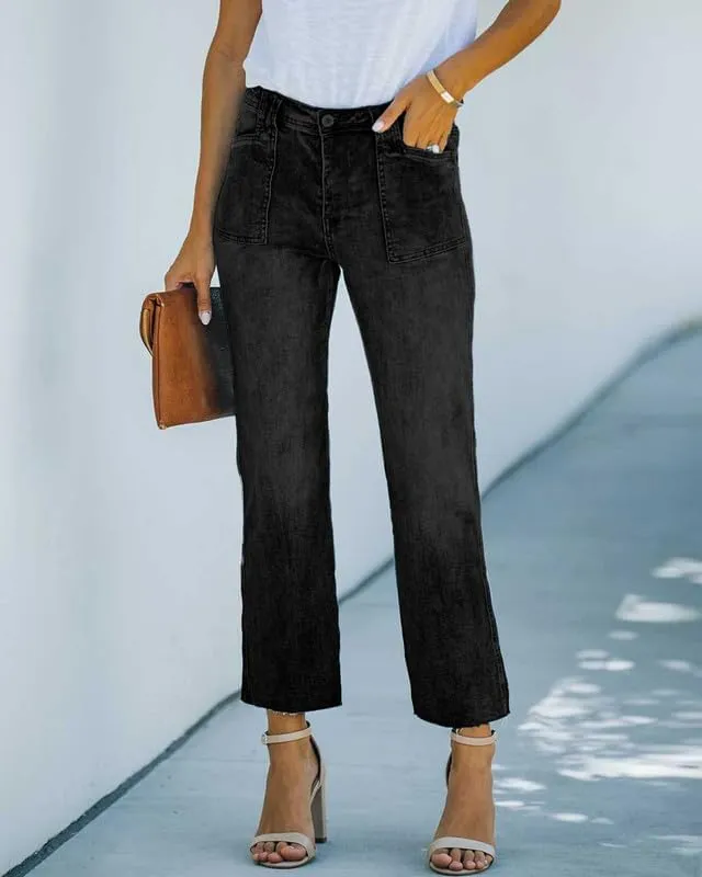 HUNGSON Women's Wide Leg Jeans High Waisted Stretchy Capri Pants Loose Denim Pants