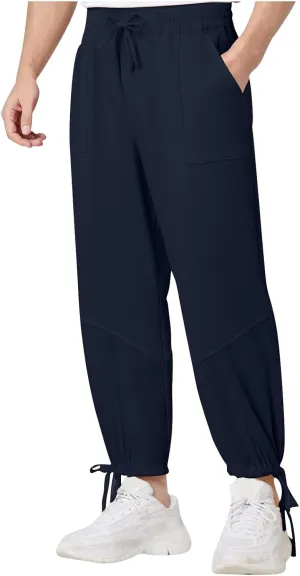 Jogger Pants for Men Sweatpants Casual Jogging Running Tapered Trousers Male Elastic Waist Track Pants Cinch Bottoms