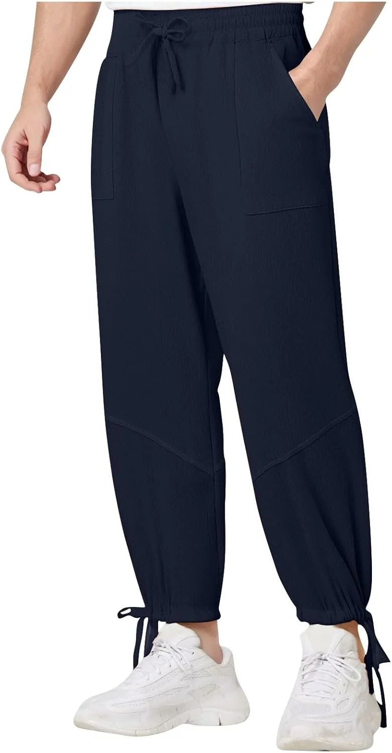 Jogger Pants for Men Sweatpants Casual Jogging Running Tapered Trousers Male Elastic Waist Track Pants Cinch Bottoms