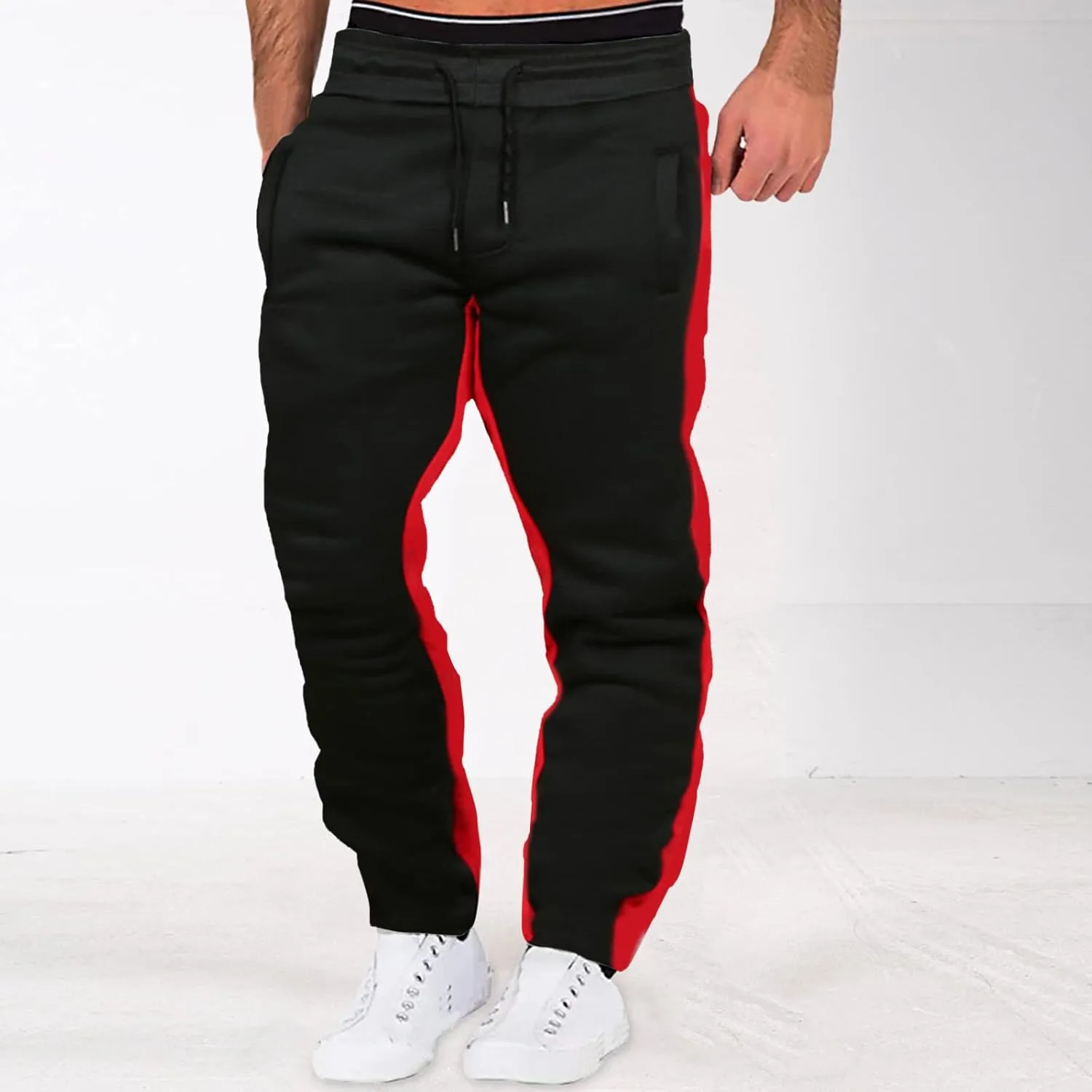 Joggers for Men Fleece Casual Drawstring Baggy Sport Athletic Gym Workout Sweatpants Cargo Sweatpants with Pockets