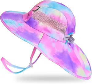 Kids Sun Hat UV Protection Unicorn Summer Beach Play Hats Wide Brim Neck Flap for Girls Boys
