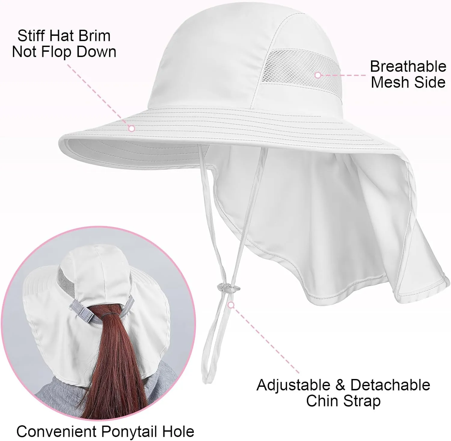 Kids Sun Hat UV Protection Unicorn Summer Beach Play Hats Wide Brim Neck Flap for Girls Boys