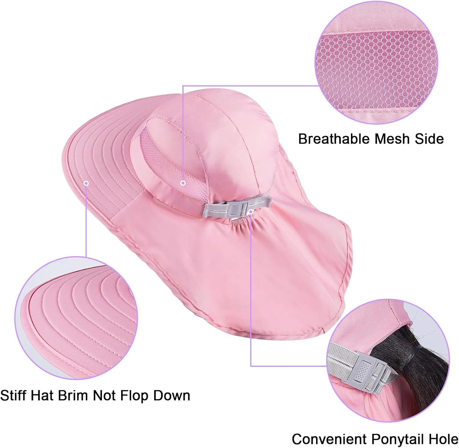 Kids Sun Hat UV Protection Unicorn Summer Beach Play Hats Wide Brim Neck Flap for Girls Boys