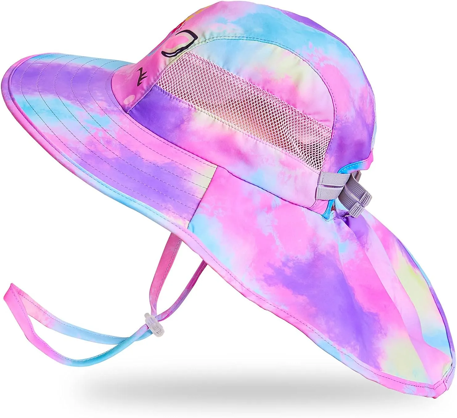 Kids Sun Hat UV Protection Unicorn Summer Beach Play Hats Wide Brim Neck Flap for Girls Boys