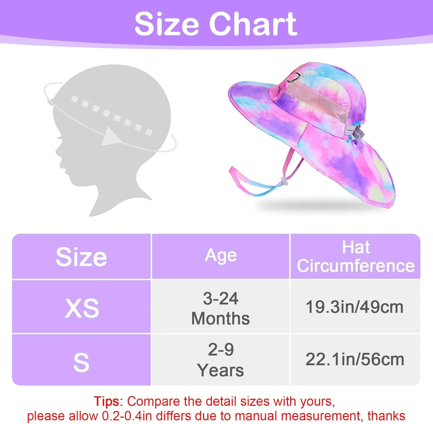 Kids Sun Hat UV Protection Unicorn Summer Beach Play Hats Wide Brim Neck Flap for Girls Boys