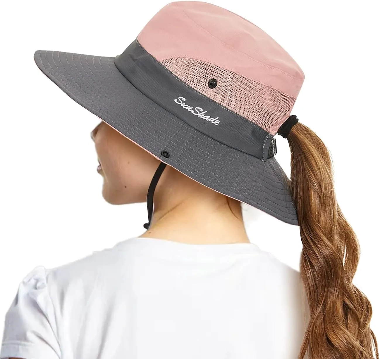 Kids Sun Hats Sunglasses and Hat Clip Set Wide Brim Summer Hats UV Protection Beach Cap with Ponytail Hole