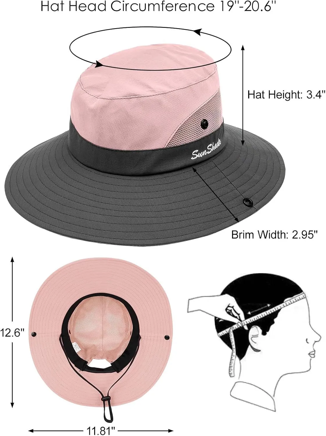 Kids Sun Hats Sunglasses and Hat Clip Set Wide Brim Summer Hats UV Protection Beach Cap with Ponytail Hole