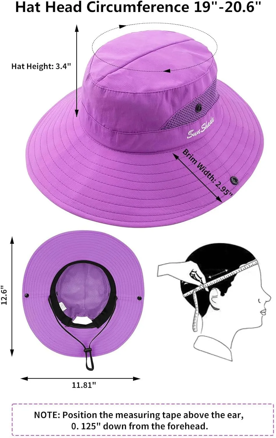 Kids Sun Hats Sunglasses and Hat Clip Set Wide Brim Summer Hats UV Protection Beach Cap with Ponytail Hole