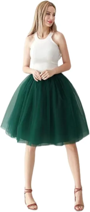 LASTORY Women's Tulle Skirts A Line Knee Length, Midi Tutu Skirt Elastic Waist Suitable for Wedding, Party, Prom, Homecoming