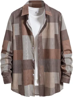 LCMTWX Men's Fleece Flannel Jackets Hooded Collar Long Sleeve Shirt Blouse Long Sleeve Button Up Fleece Plaid Shirts Coat