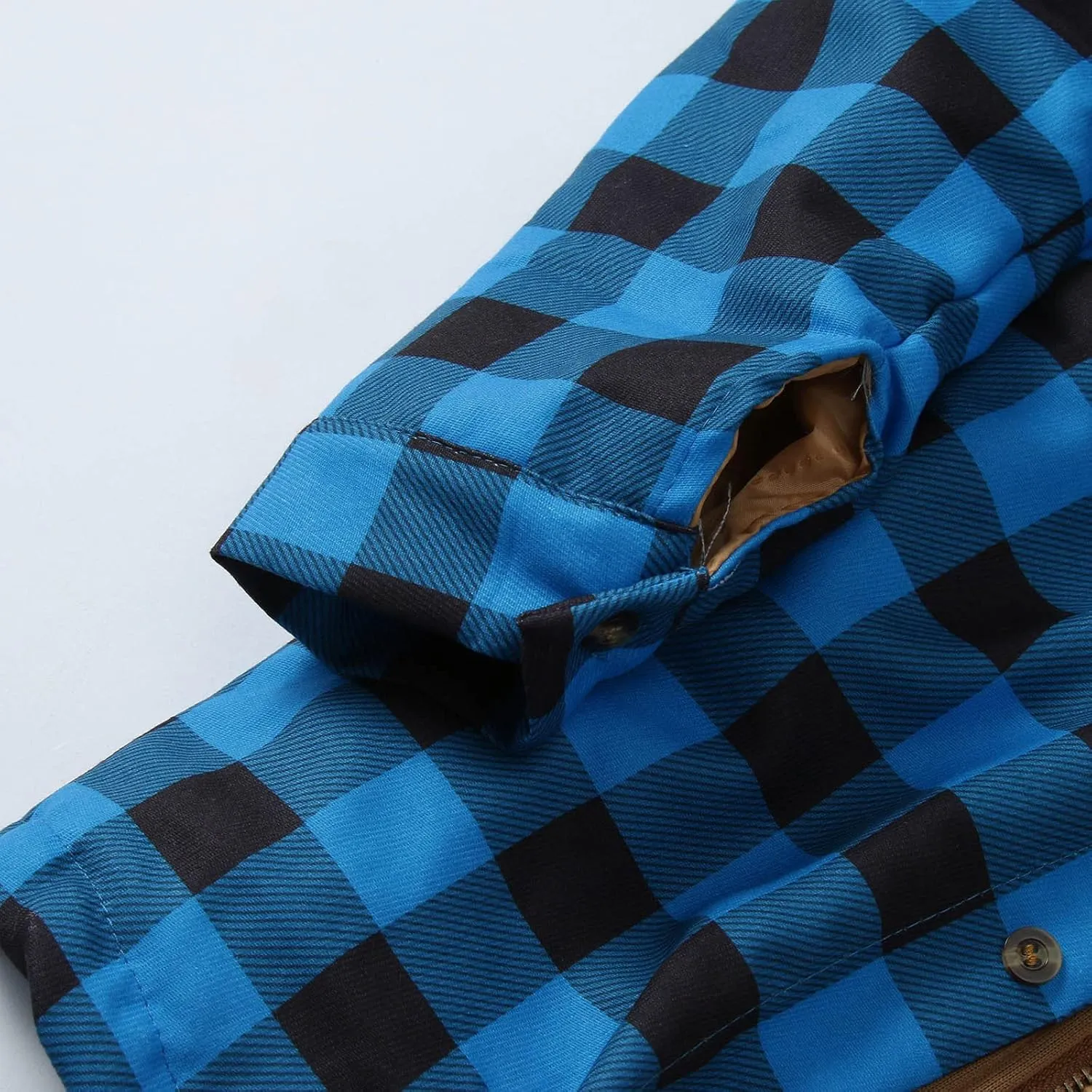 LCMTWX Men's Plaid Hooded Shirts Plaid Print Hooded Zipper Pocket Long Sleeve Shirt Patchwork Jacket Lightweight Shirt