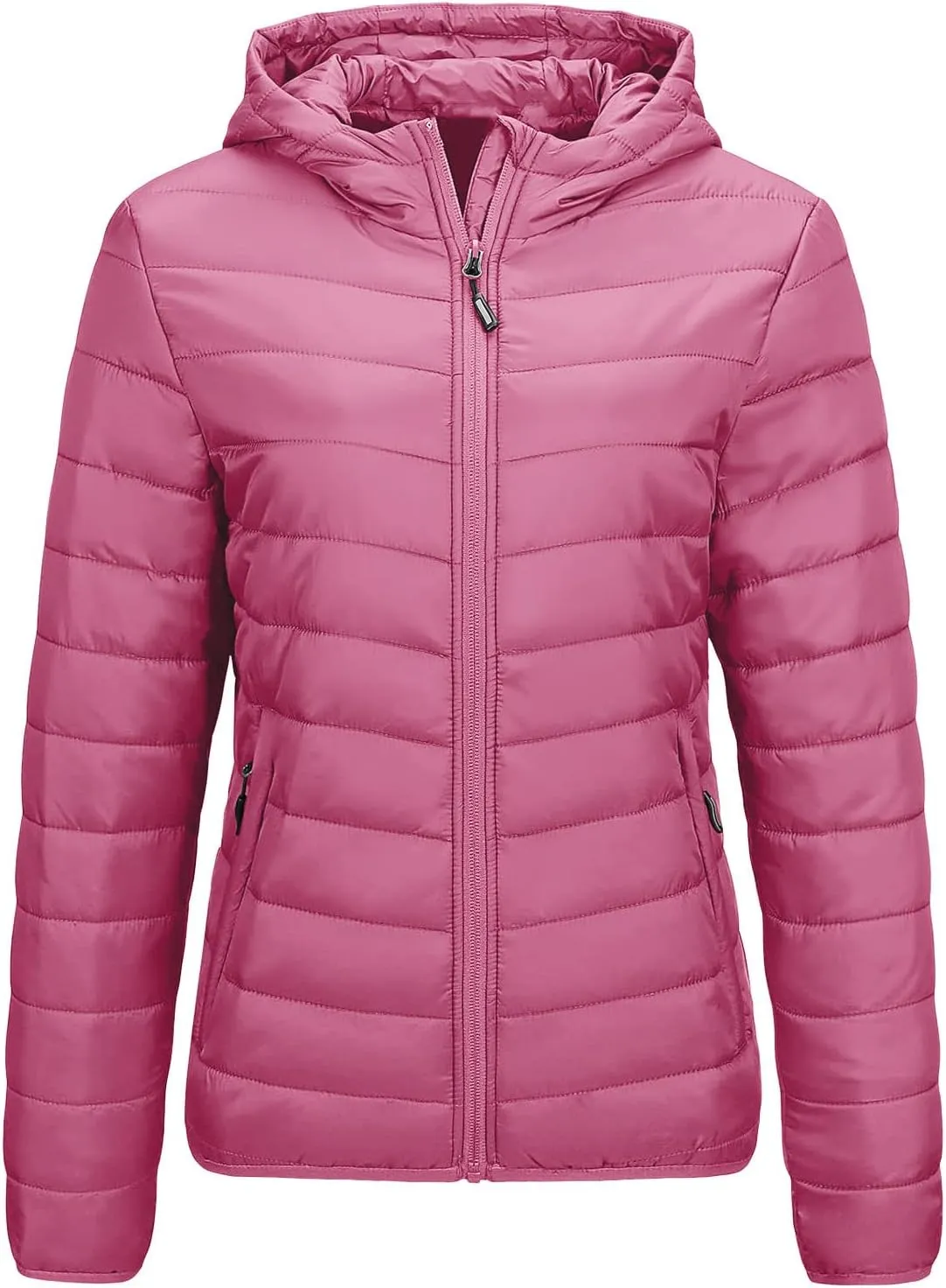 lcziwo Women's Short down Jacket Lightweight Slim Hooded Puffer Jacket Stand Collar Zip Quilted Winter Coat with Pockets