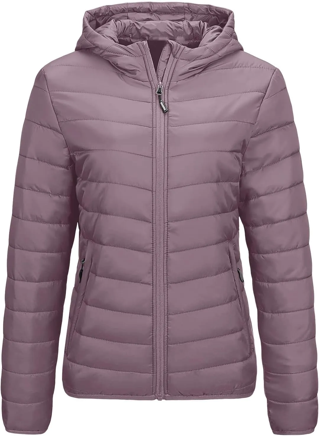 lcziwo Women's Short down Jacket Lightweight Slim Hooded Puffer Jacket Stand Collar Zip Quilted Winter Coat with Pockets