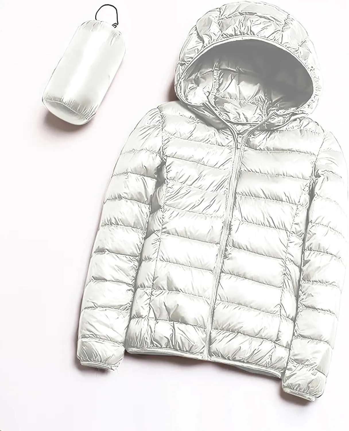 lcziwo Women's Short down Jacket Lightweight Slim Hooded Puffer Jacket Stand Collar Zip Quilted Winter Coat with Pockets