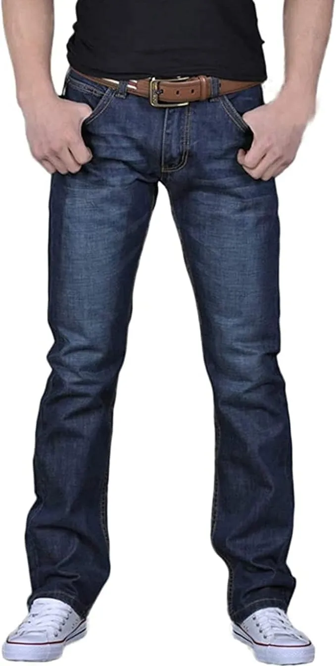 Maiyifu-GJ Mens Casual Straight Leg Jeans Pants Slim Fit Stretch Denim Pants Elastic Waist Fashion Jeans Trousers with Pocket