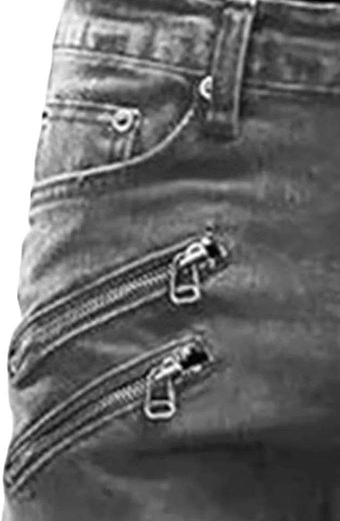 Maiyifu-GJ Men's Distressed Biker Jeans Slim Fit Skinny Destroyed Ripped Denim Pants Fashion Hip Hop Tapered Leg Jeans