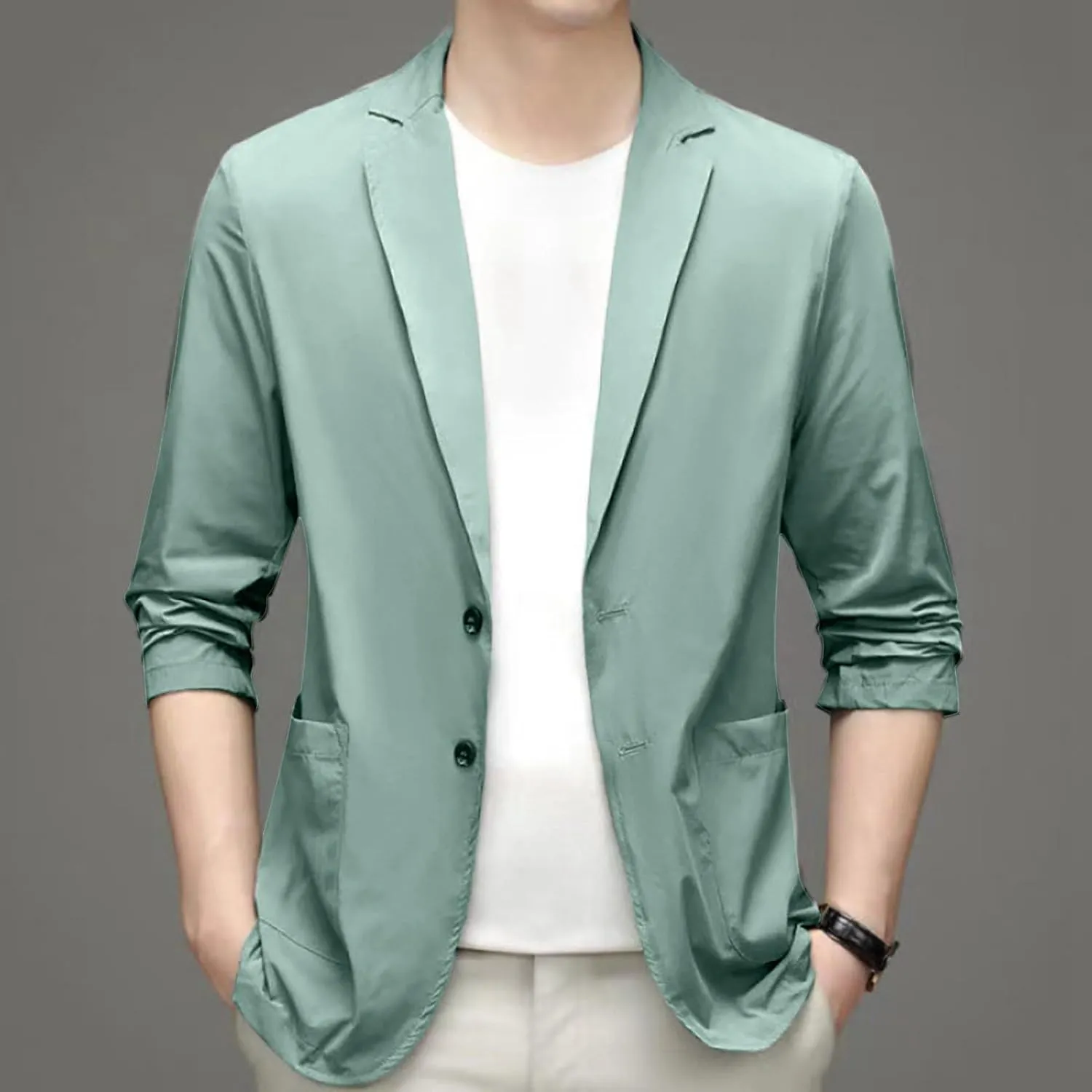 Men Casual Blazer One Button Sport Coats Slim Fit Lightweight Business Suit Jackets Business Basic Sports Coats