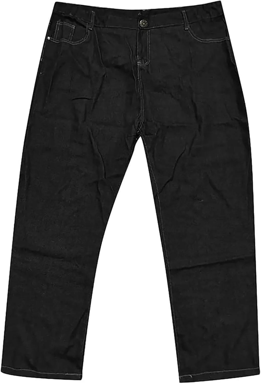 Men Plus Size Jeans Classic Basic Plain Relaxed Fit Denim Pants Open Bottom Summer Casual Straight Leg Baggy Trousers