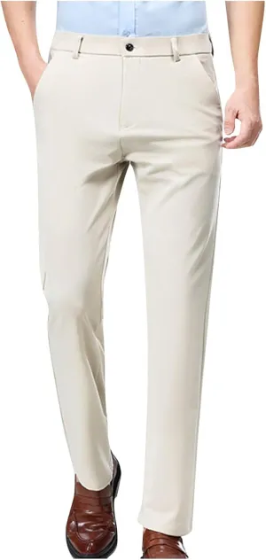 Men Suit Dress Pants Slim Fit Wedding Pants Flat Front Men Formal Pants Straight Skinny Suit Pants Wrinkle Stretch
