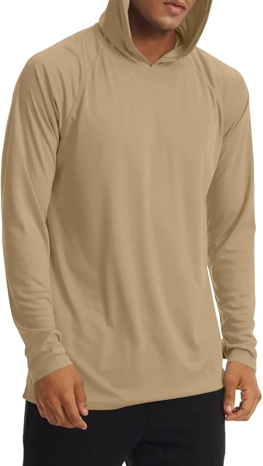 Men UPF 50  Sun Protection Hoodie Shirt Summer Long Sleeve UV SPF Quick Dry Hood T-Shirt Rash Guard Fishing Outdoor