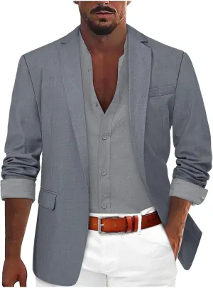 Men's Blazer Slim Fit Sport Coat, Casual Lightweight Basic Suit Jacket, Fall Jacket Two Buttons Business Texudo Jacket