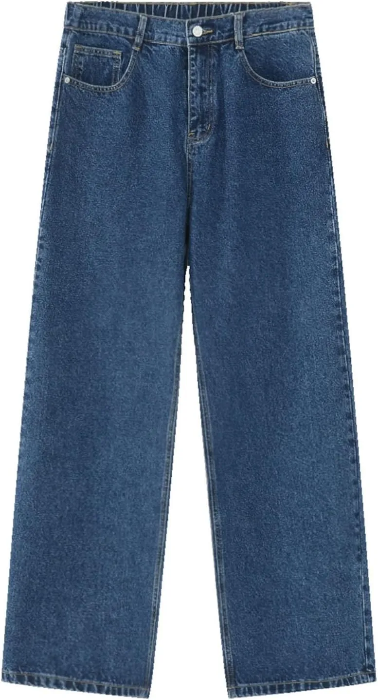 Mens Bootcut Jeans Plus Size Y2k Hip Hop Straight Leg Jean Baggy Streetwear Denim Pants Casual Vintage Loose Trousers