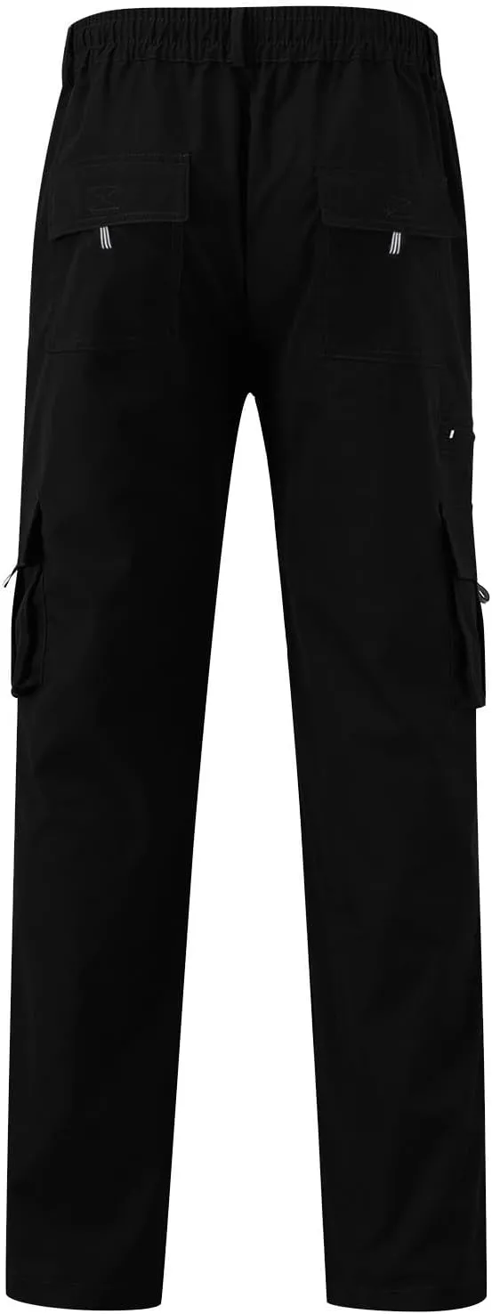 Men's Cargo Jogger Sweatpants Hat Multi Woven Pocket Foot Rope Solid Pants Street Cargo Men's Cargo Pants with