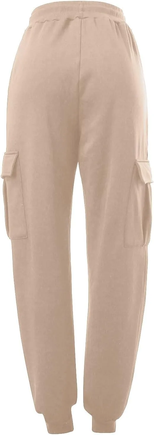 Men's Cargo Jogger Sweatpants Hat Multi Woven Pocket Foot Rope Solid Pants Street Cargo Men's Cargo Pants with