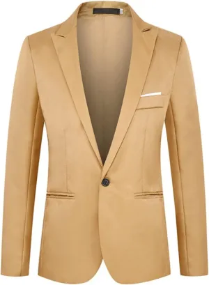 Mens Casual Blazer, Lightweight One Botton Suit Jacket Slim Fit Sports Coat Business Blazer Jacket Navy Texudo Jacket