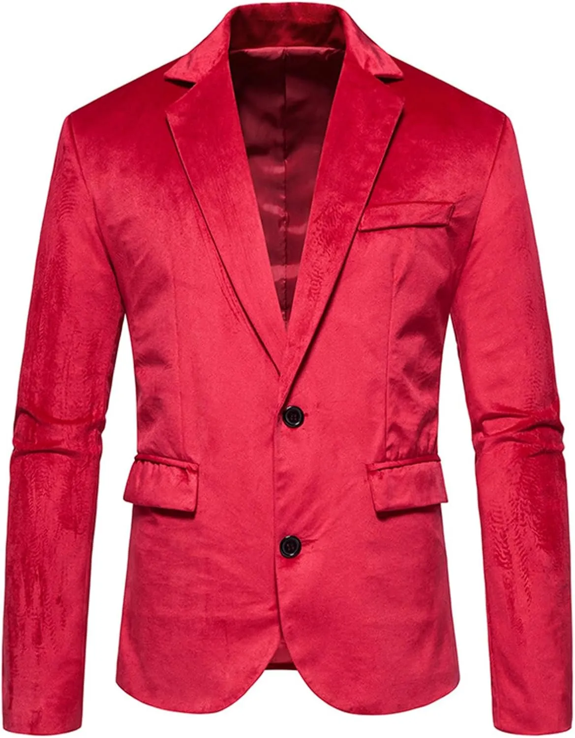 Mens Casual Blazer Suit Jacket Slim Fit One Button Solid Suede Coats Lightweight Business Sports Dress With Pocket