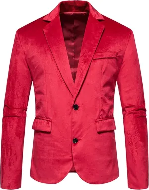 Mens Casual Blazer Suit Jacket Slim Fit One Button Solid Suede Coats Lightweight Business Sports Dress With Pocket