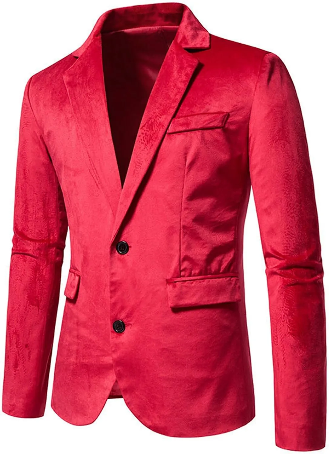 Mens Casual Blazer Suit Jacket Slim Fit One Button Solid Suede Coats Lightweight Business Sports Dress With Pocket