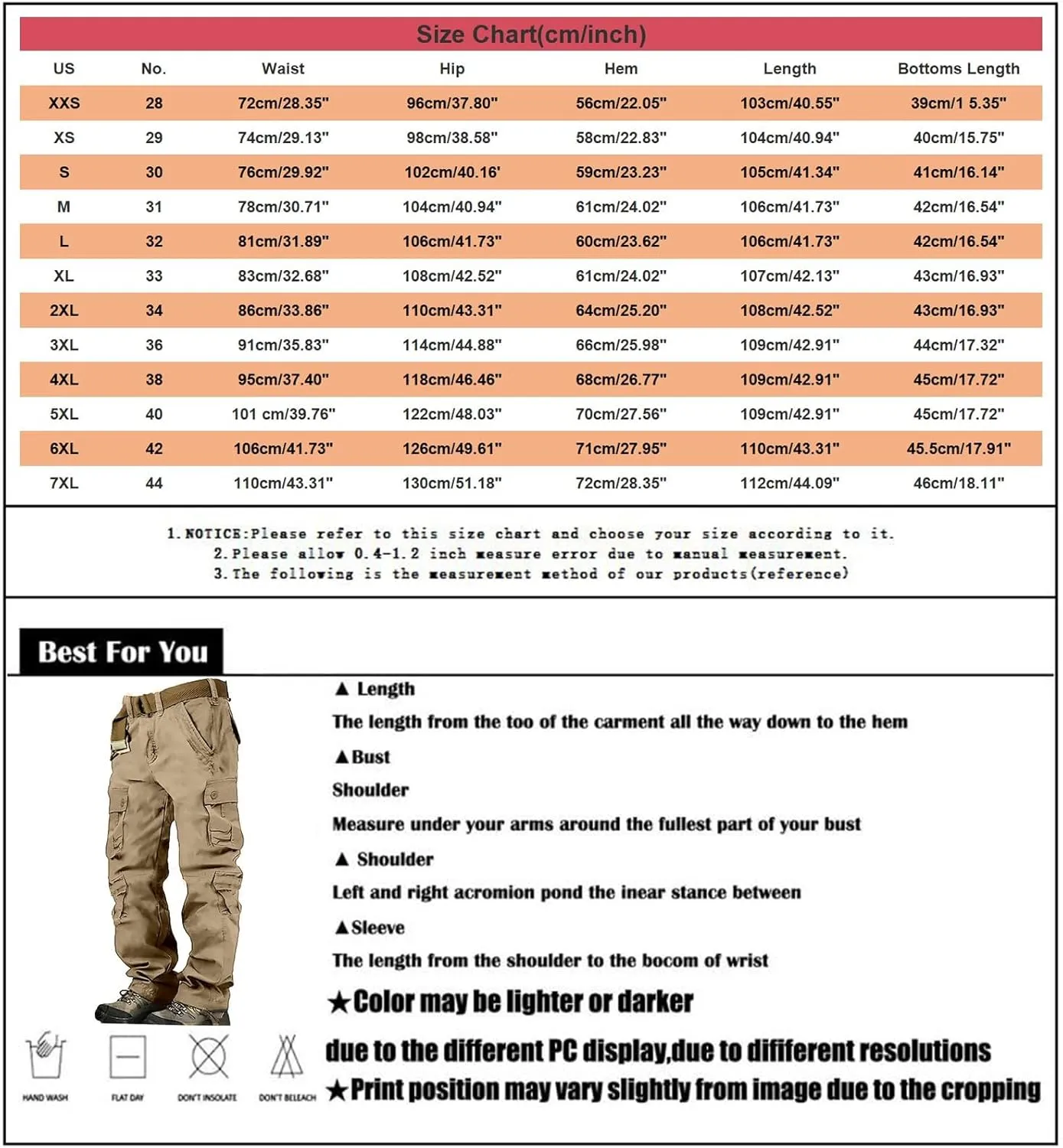 Mens Casual Cargo Joggers Pants Elastic Waist Drawstring Stretch Relaxed Fit Work Pants Tapered Sweatpants