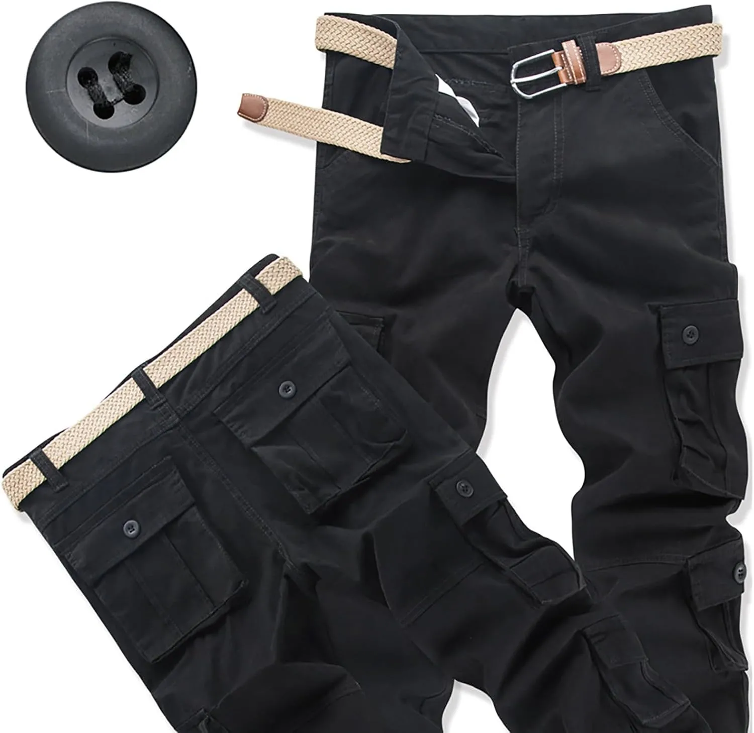 Mens Casual Cargo Joggers Pants Elastic Waist Drawstring Stretch Relaxed Fit Work Pants Tapered Sweatpants
