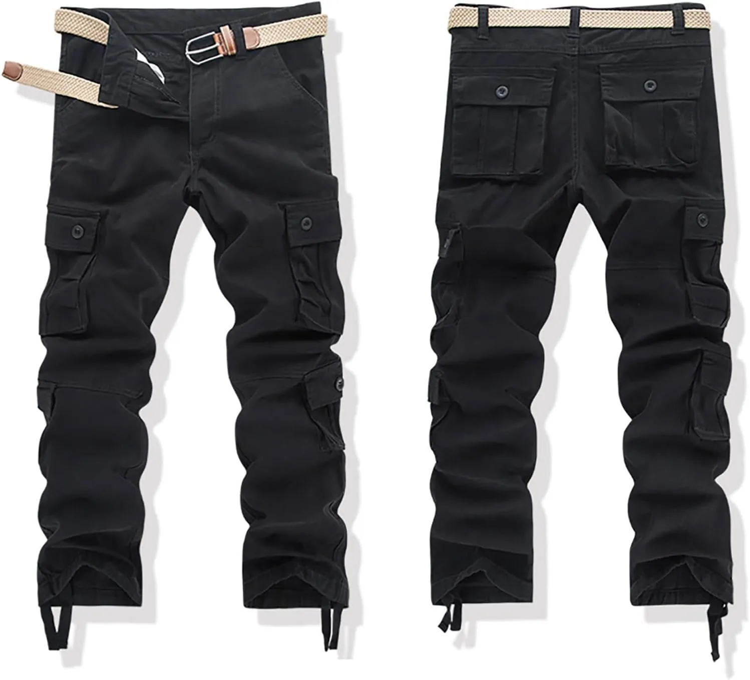 Mens Casual Cargo Joggers Pants Elastic Waist Drawstring Stretch Relaxed Fit Work Pants Tapered Sweatpants
