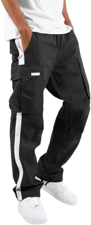 Mens Casual Cargo Joggers Pants Elastic Waist Drawstring Stretch Relaxed Fit Work Pants Tapered Sweatpants