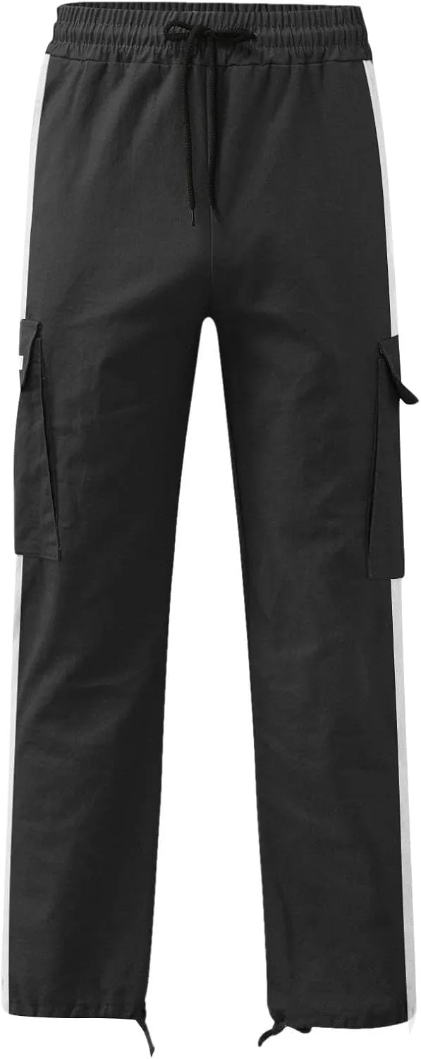 Mens Casual Cargo Joggers Pants Elastic Waist Drawstring Stretch Relaxed Fit Work Pants Tapered Sweatpants